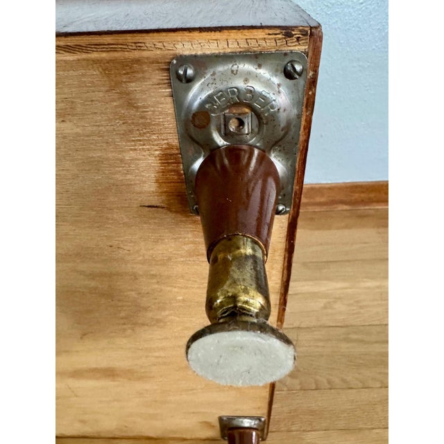 1950s Mid-Century Record Cabinet With Sliding Doors and Brass Pulls For Sale - Image 6 of 11