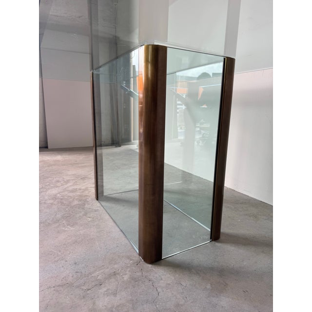 Brass Vintage Pace–Style Glass and Bronze / Brass Finish Dining Table For Sale - Image 8 of 12