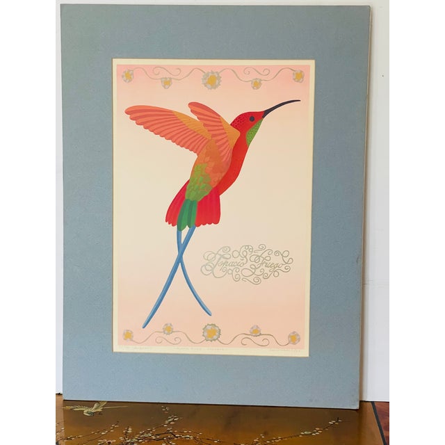 Beautifully stylized watercolor mixed media on paper by Ecuadorian artist Goracio Fuego., 1992.