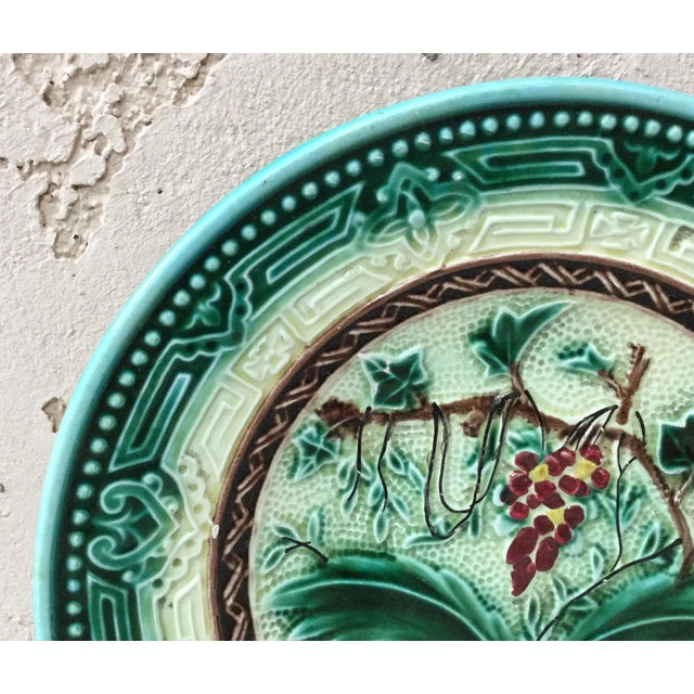 Rustic 1890 Antique German Majolica Red Fruits Plate For Sale - Image 3 of 6