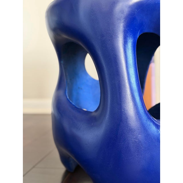 Made Goods Hyde Stool in Glossy Cobalt Blue Reinforced Concrete Sculptural Modern Organic Side Table For Sale - Image 11 of 12
