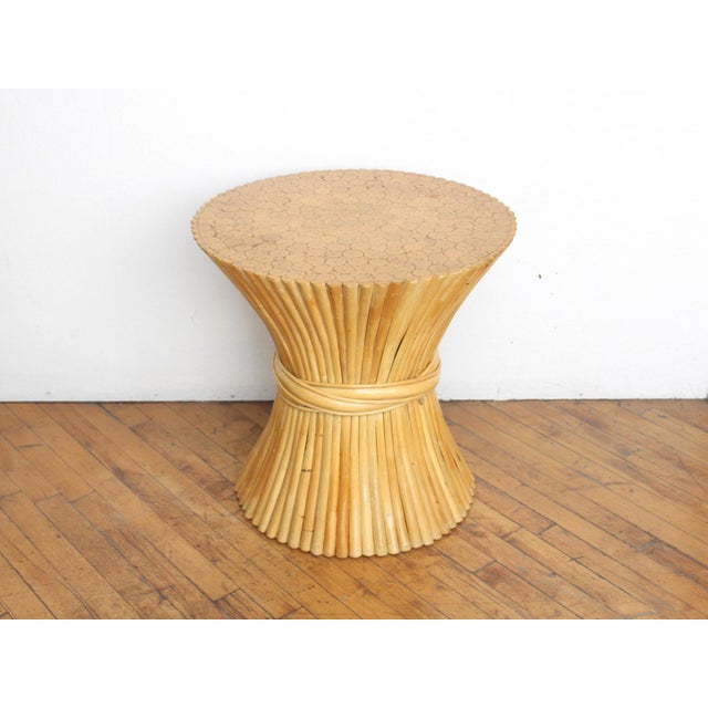 McGuire Wheat Sheaf Side Table Rattan and Bamboo End Table Chairish