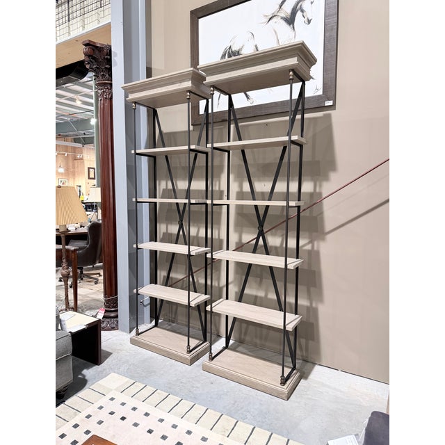 Inspired by the grandeur of antique French libraries, this pair of Restoration Hardware French Library Étagères brings...