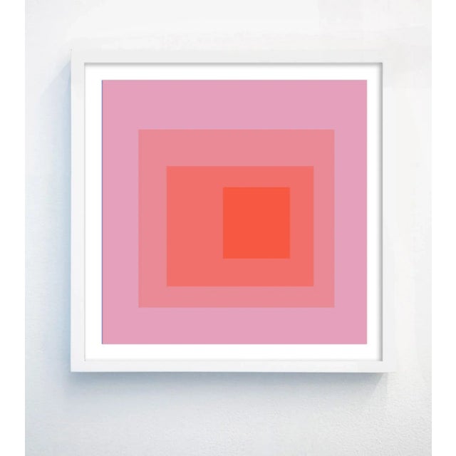 Abstract Geometric Color Study in Warm Pinks - Set of 4 20" X 20" For Sale In Los Angeles - Image 6 of 7