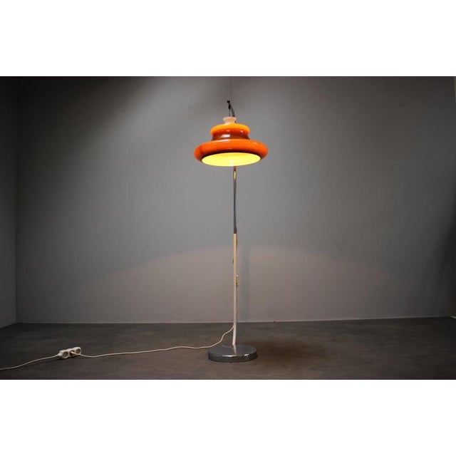 Hungarian Space Age Floor Lamp in Orange Plastic and Chrome, 1970s For Sale - Image 15 of 17