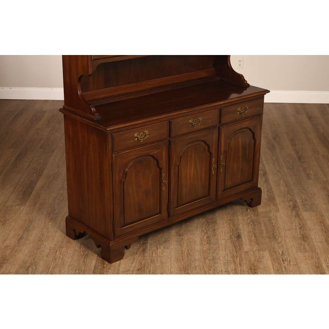 Ethan Allen Georgian Court Style Cherry Step Back Hutch China Cabinet For Sale - Image 11 of 18