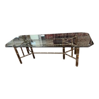 McGuire Bamboo and Glass Top Dining Table For Sale