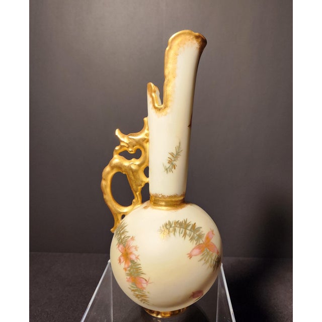 Limoges, France Antique m.e.v. Limoges Blush Ivory Dragon Ewer – French Porcelain, C. 1891–1910 For Sale - Image 4 of 7
