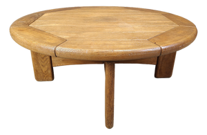 Danish Oak Round Coffee Table, 1960s
