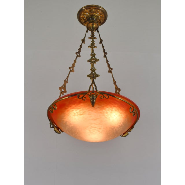 1920s French Art Deco Pendant Light by Charles Schneider - 1925 Chandelier France For Sale - Image 5 of 14