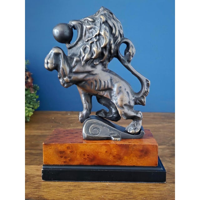 Antique Bronze & Wood Lion Bookend Pair For Sale - Image 13 of 18