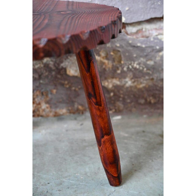 Brutalist Wooden Tripod Table For Sale - Image 10 of 17