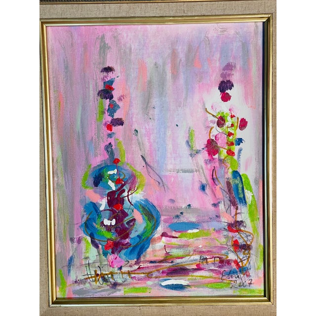 Abstract Painting on Canvas in Pink For Sale In Miami - Image 6 of 6