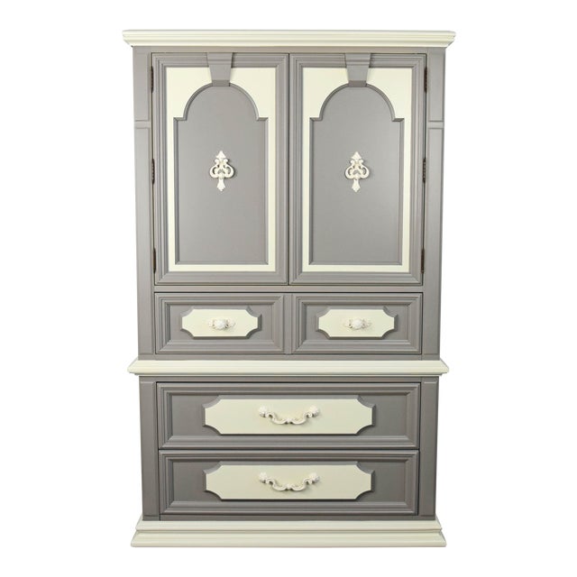 Thomasville Gray and Off White Highboy Dresser Chairish