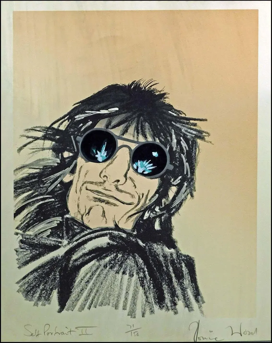 Ron Ronnie Wood Self Portrait II#71Hand Signed Artwork, Le Framed
