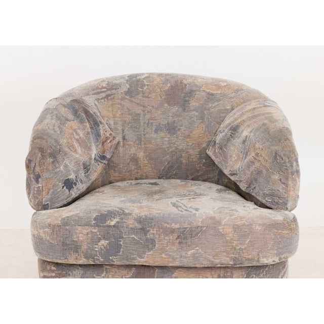 Pair of Milo Baughman Style Barrel Swivel Arm Chairs For Sale In New York - Image 6 of 11