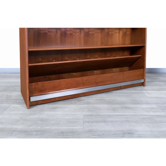 Mid-Century Modern Walnut Drop-Front Dry Bar Cabinet With Shelving For Sale - Image 9 of 13
