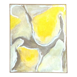 Vintage Boho Abstract Painting Oil on Canvas Signed en Verso For Sale