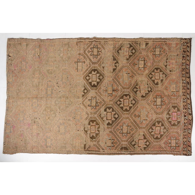 Textile Vintage Oushak Kilim Rug For Sale - Image 7 of 10