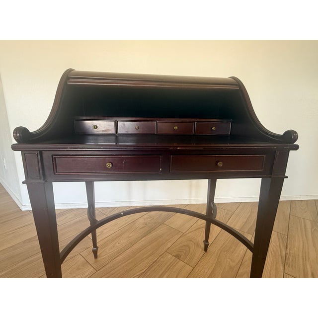 Early 21st Century Tambour Roll Top-Bombay Secretary Desk For Sale - Image 5 of 7