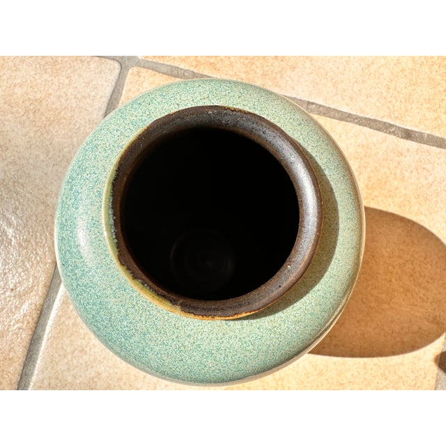 Beige Ceramic Vase in Turquoise Tones by Carl Fischer, Germany, 1950s For Sale - Image 8 of 11