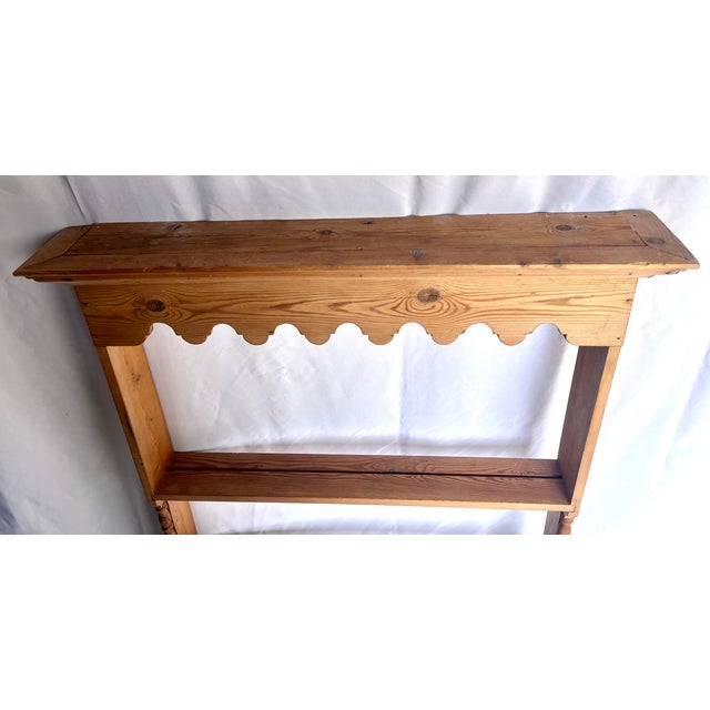 Wood Vintage Natural Pine Wall Shelf Plate Rack For Sale - Image 7 of 15