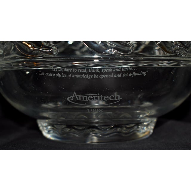 Tiffany & Co. Commemorative Clear Art Glass Crystal Bowl W/Waves & Dolphins For Sale In Philadelphia - Image 6 of 14