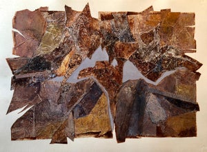 Vera Simons, MIxed Media Collage Assemblage Abstract Expressionist Painting Female Aviator, 1985