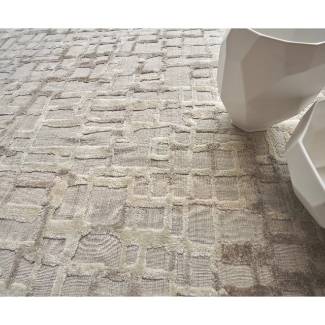 2020s Exquisite Rugs Vista Handmade New Zealand Wool & Bamboo Silk Beige Rug-10'X14' For Sale - Image 5 of 7