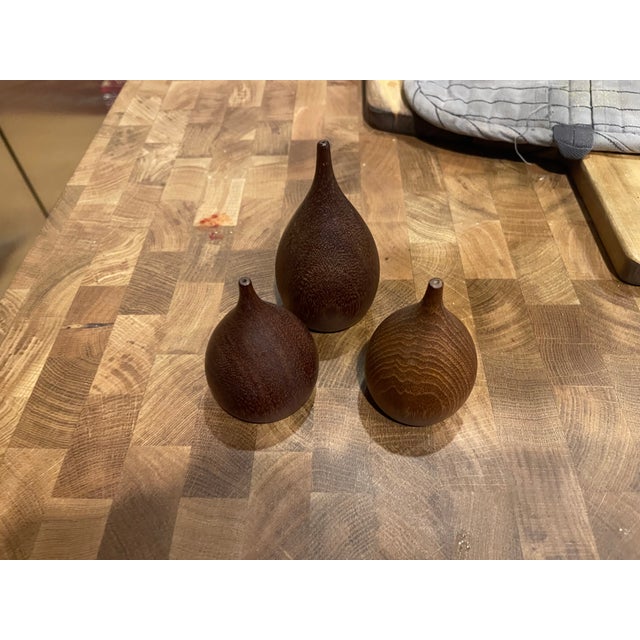 I bought these at an estate sale from a very eccentric mid century collector abot 15 years ago. Beautiful Danish teak salt...