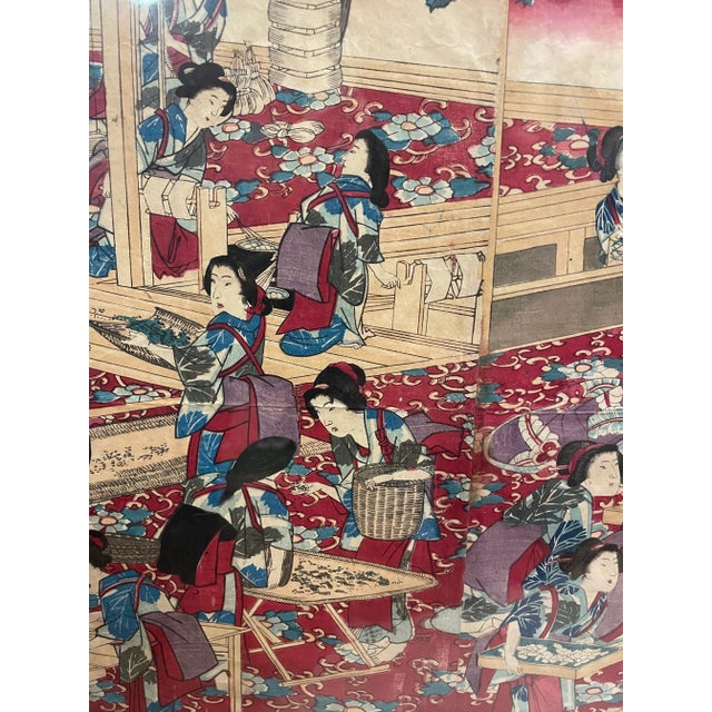 19th Century 19th Century Japanese Woodblock Print of Court Ladies by Toyohara Chikanobu For Sale - Image 5 of 12