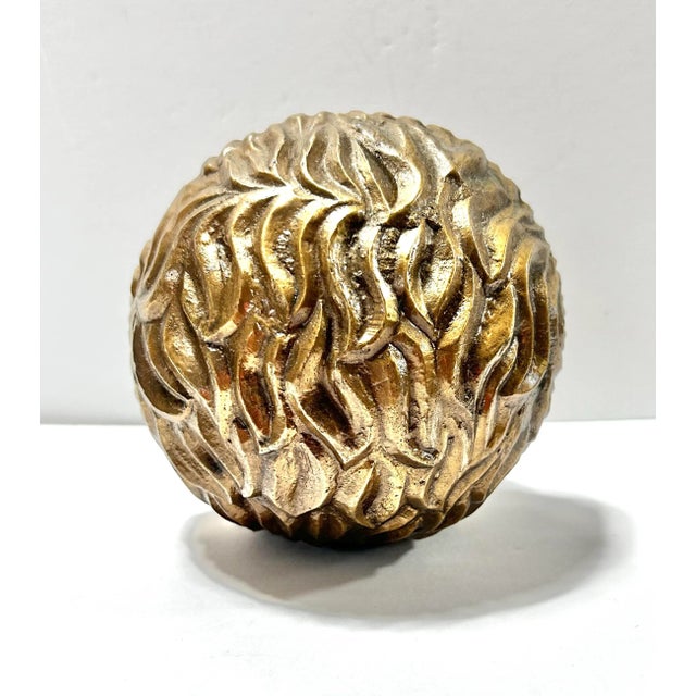 Vintage Solid Brass Lion Head Sculpture, Paperweight or Desk Object For Sale - Image 4 of 8