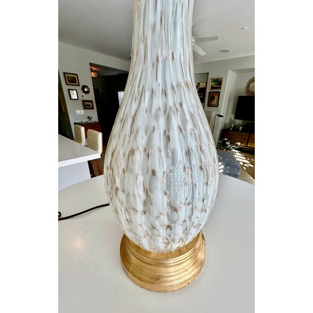 Large Single Murano White Bubbles Copper Aventurine Glass Table Lamp For Sale - Image 10 of 12