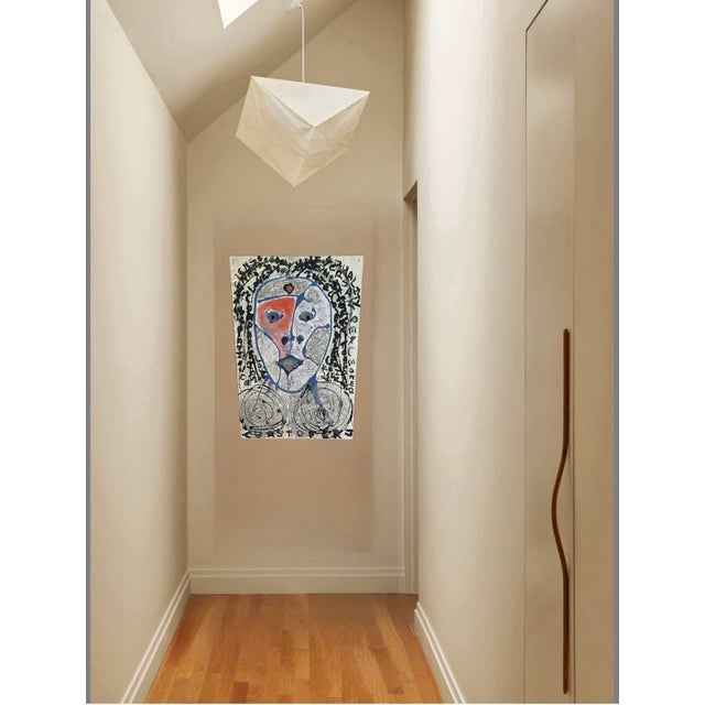 California outsider artist Christopher (Cyrstofer) Shoemaker (American, b. 1969), created this abstract portrait painting...