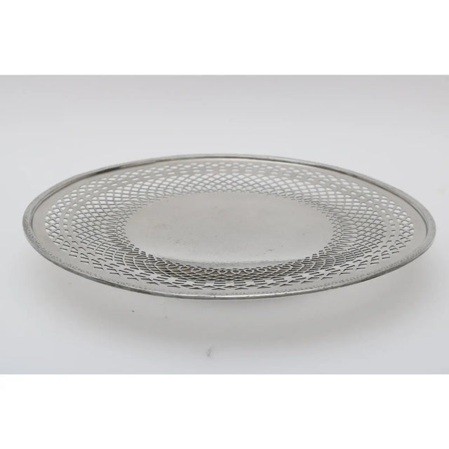 Silver Plated Serving Dish With Pierced Detail, Circa 1920s. American Art Deco