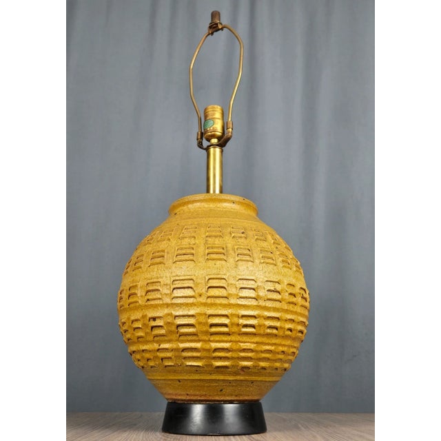 Outstanding table lamp by Bob Kinzie. Intricate pattern over a bulbous form, good scale as well. Direct from a local...