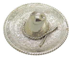 Vintage Mexican Handmade Genuine Sterling Silver 925 Traditional Sombrero Hat Figurine, 1970s