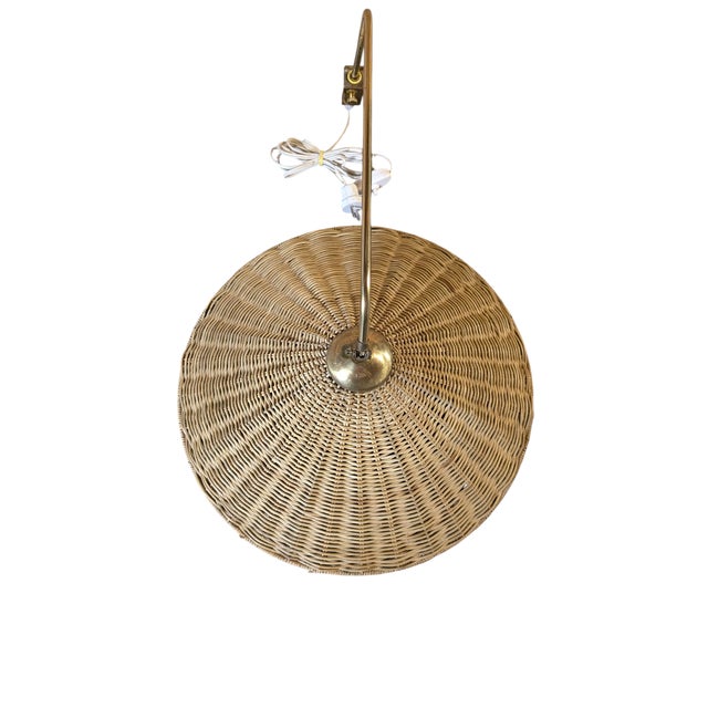Vintage Finnish Brass and Rattan Wall Lamp by Valinte Oy, 1950s For Sale - Image 9 of 15
