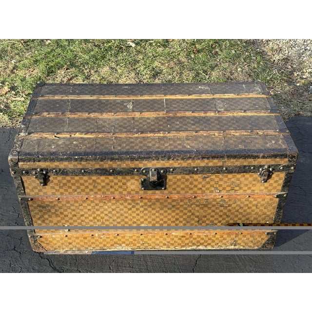 Louis Vuitton Louis Vuitton Steamer Trunk Damier Canvas With Trays 1800's Antique Luggage For Sale - Image 4 of 17