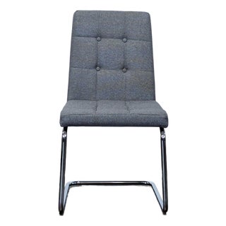 Cb2 Button Tufted Dining Chair on a Metal Frame For Sale