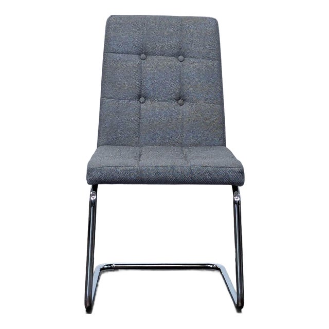 Cb2 Button Tufted Dining Chair on a Metal Frame For Sale