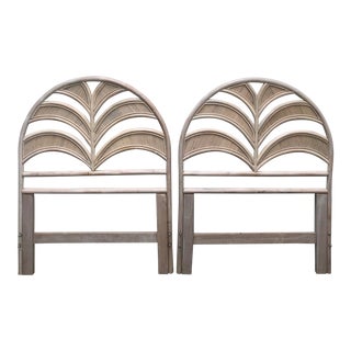 Palm Tree Motif Bamboo Reed Twin Headboards- a Pair For Sale