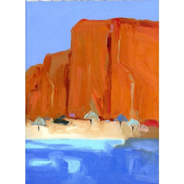 After David Hockney Abstract Poolside Beach Landscape Oil Painting by Alexandra Swistak For Sale - Image 6 of 11