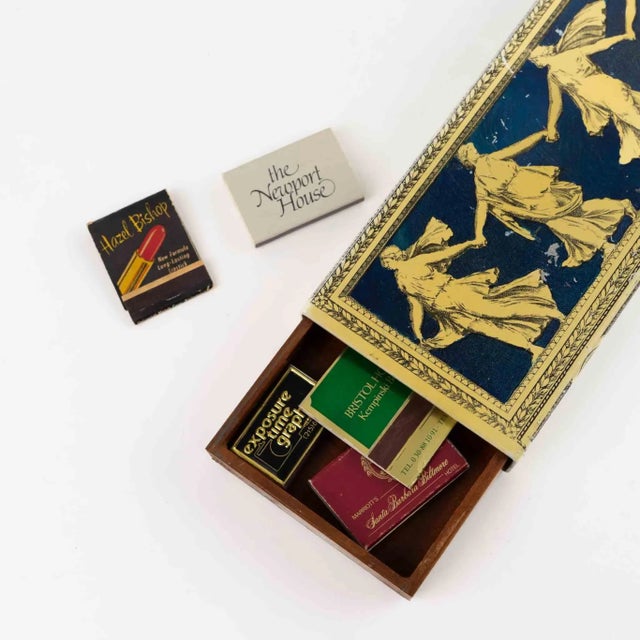 Vintage Greek Muses Metal Decorative Box With Sliding Wood Interior For Sale - Image 13 of 13