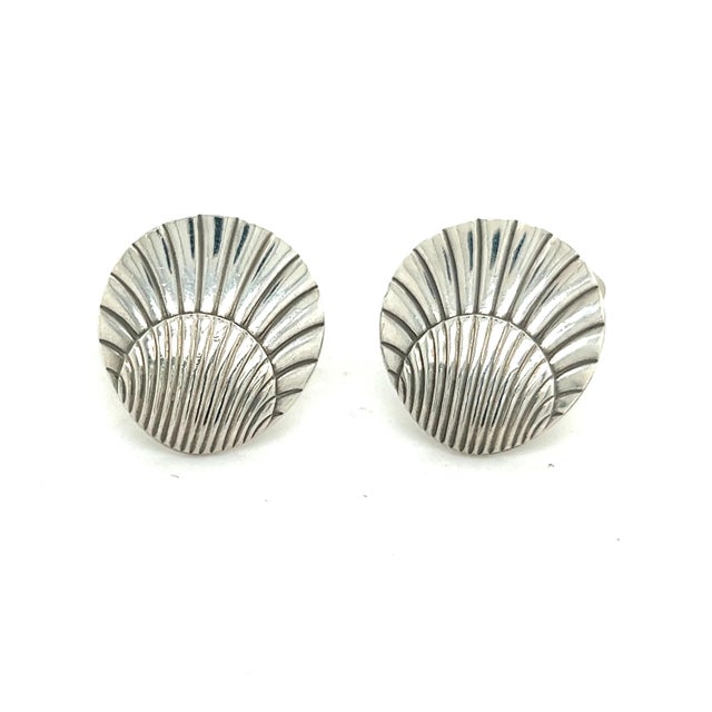 1990s Georg Jensen Authentic Estate Seashell Cufflinks Silver, 2 pieces For Sale - Image 5 of 7