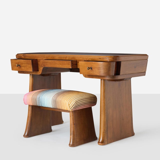 Description Desk-Dressing Table and Stool by Vittorio Valabrega Italy, 1930s A beautiful desk-dressing table and stool set...