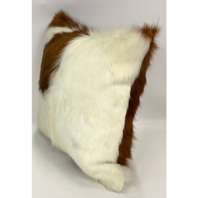 16x16 Tri-Color Premium Long-Haired Colombian Cowhide Pillow Cover – Handcrafted by Pablo Sota Designs For Sale - Image 4 of 9
