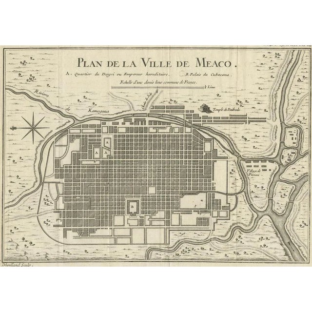 Antique Map of Kyoto, 1740 For Sale