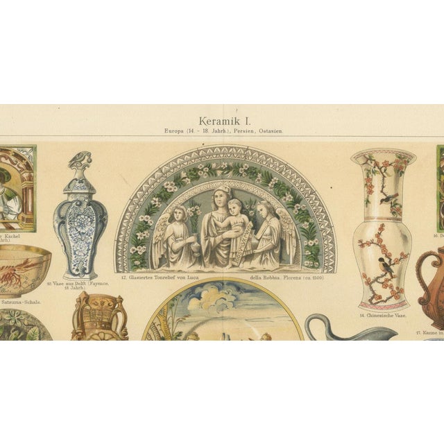 Antique Chromolithographs of Ceramics Through the Ages, 1898, Set of 2 For Sale - Image 9 of 13