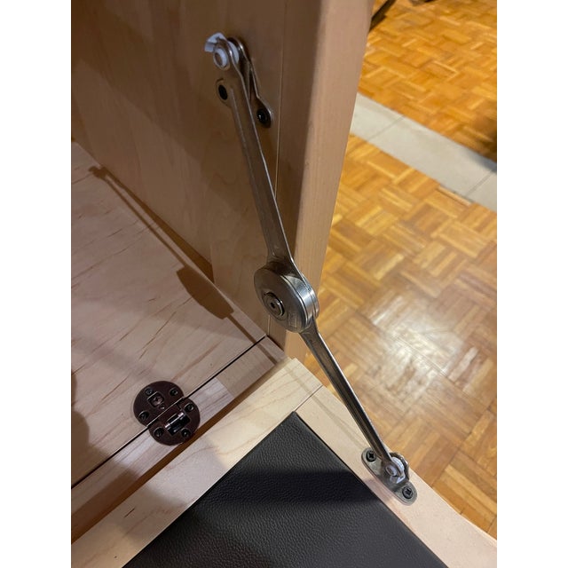 Ohio Amish-Built Solid Hard Maple Fall-Front Desk With Clear Coating, Featuring a Lighted Display, a Glass Shelf Above, and Storage Below. For Sale - Image 10 of 11